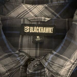 Blackhawk! Men's Gray Plaid Casual Button Down Shirt